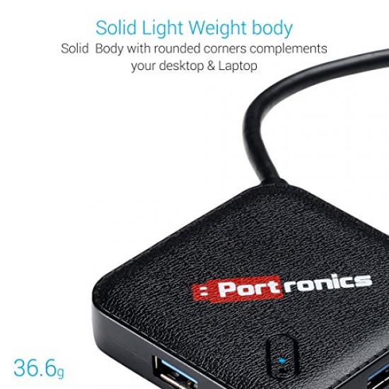 Portronics POR-697 MPort 34 USB 3.0 with 4-Port (Black)