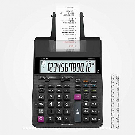 Casio HR-100RC-BK 150 Steps Check & Correct Printing Calculator with Reprint Feature