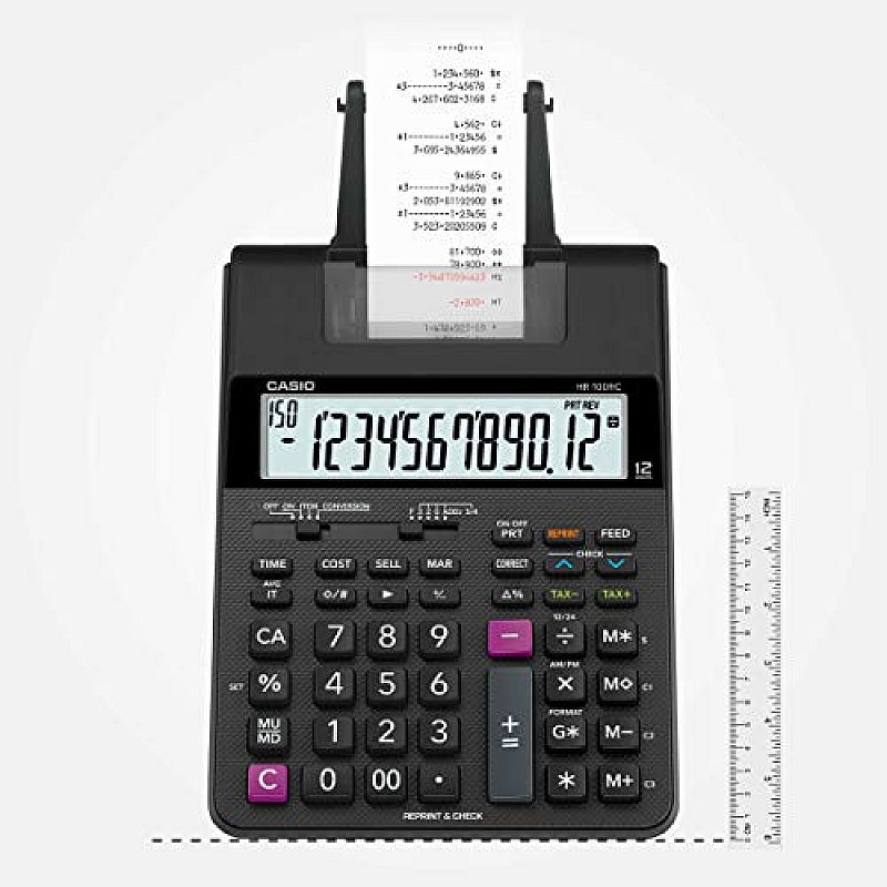 Casio HR-100RC-BK 150 Steps Check - Correct Printing Calculator with Reprint Feature-0