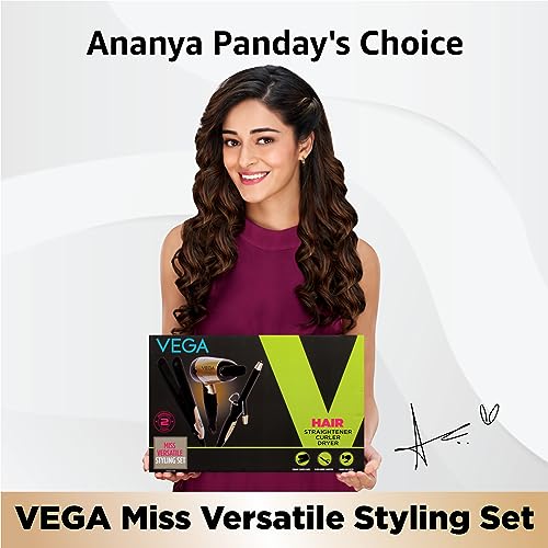 VEGA VHSS-03 Miss Versatile Styling Set Straightener, Curler & Dryer Gift Combo Black VEGA VHSS-03 Miss Versatile Styling Set Straightener, Curler & Dryer Gift Combo Black