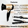 VEGA VHSS-03 Miss Versatile Styling Set Straightener, Curler & Dryer Gift Combo Black