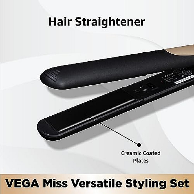 VEGA VHSS-03 Miss Versatile Styling Set Straightener, Curler & Dryer Gift Combo Black