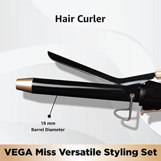 VEGA VHSS-03 Miss Versatile Styling Set Straightener, Curler & Dryer Gift Combo Black