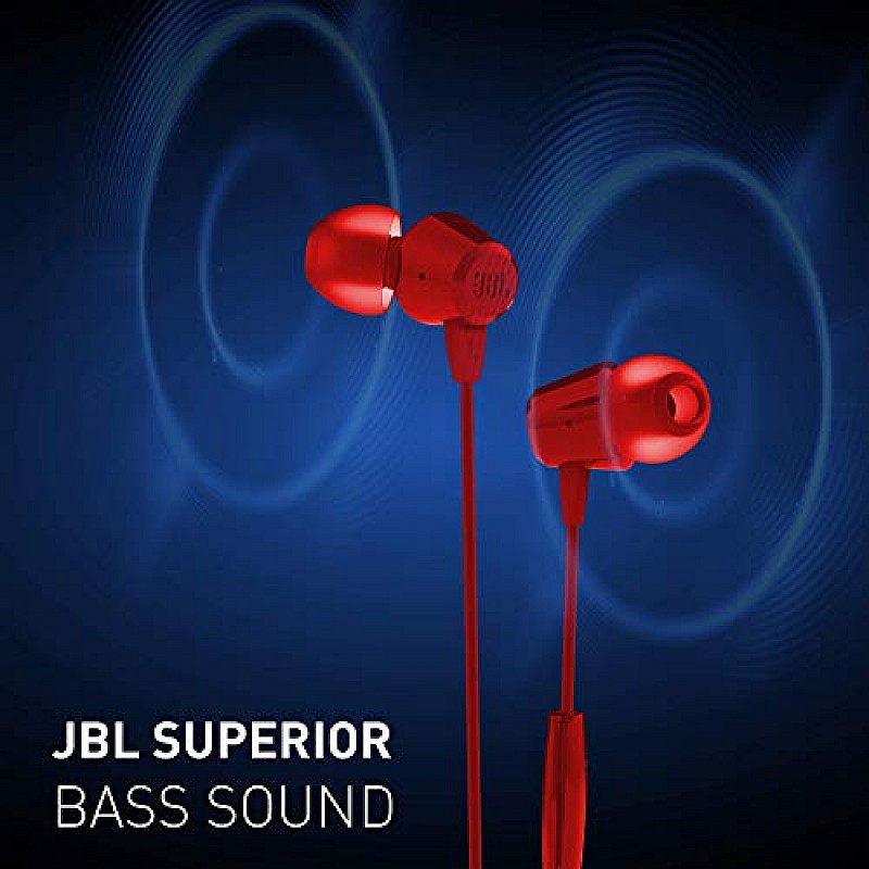 JBL T50HI in-Ear Wired Headphone with Noise Isolation Mic (Red)