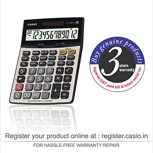 Casio DJ-240D Plus 300 Steps Check and Correct Premium Desktop Calculator with Metallic faceplate & Bigger Screen/Keys (14 Digit)