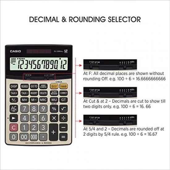 Casio DJ-240D Plus 300 Steps Check and Correct Premium Desktop Calculator with Metallic faceplate & Bigger Screen/Keys (14 Digit)