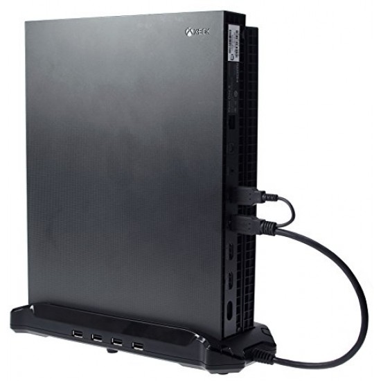 AmazonBasics Vertical Stand & USB 3.0 Hub for Xbox One X, Black