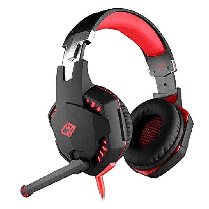 Cosmic Byte Over the Ear Headsets with Mic & LED - G2000 Edition (Black/Red)