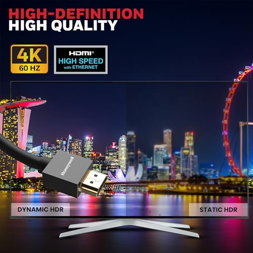 Honeywell HDMI Cable v2.0 with Ethernet, 3D/4K 60Hz Ultra HD Resolution, 2 Mtr, 18 GBPS Transmission Speed Honeywell HDMI Cable v2.0 with Ethernet, 3D/4K 60Hz Ultra HD Resolution, 2 Mtr, 18 GBPS Transmission Speed