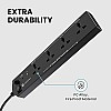 Portronics Power Plate II Extension Board - 1500W - 3 USB Ports, 3 Power Sockets, Overload Protection, Eco-Friendly, 2M Cord Length(Black)