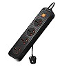 Portronics Power Plate II Extension Board - 1500W - 3 USB Ports, 3 Power Sockets, Overload Protection, Eco-Friendly, 2M Cord Length(Black)