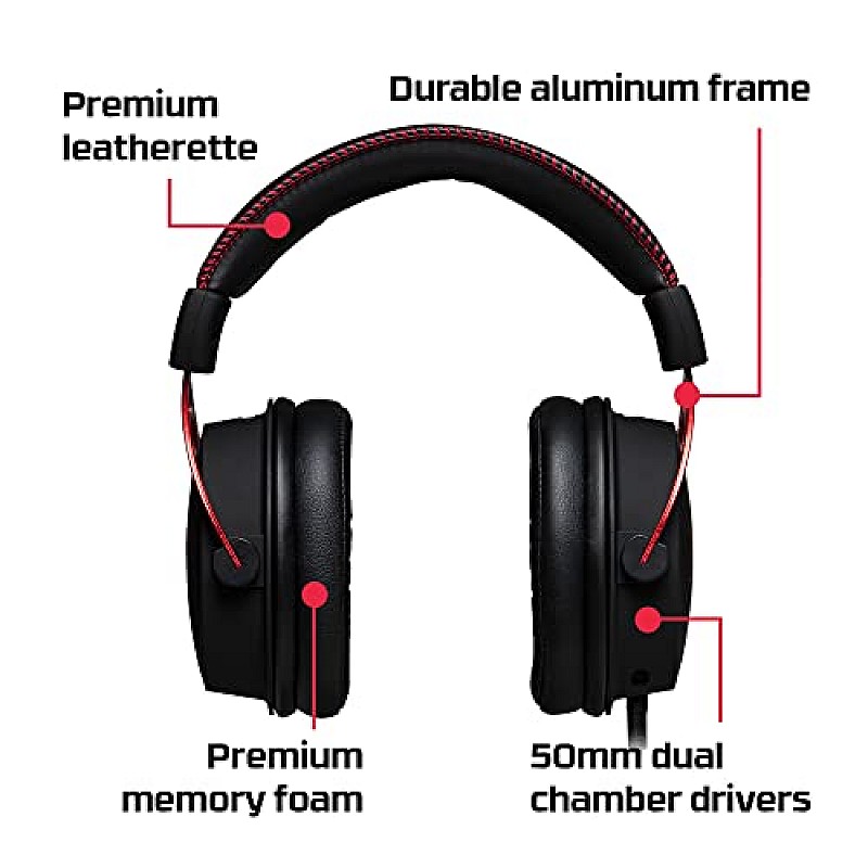 HyperX Cloud Alpha Wired Over Ear Headphones with Mic (Red)