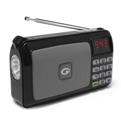 Amkette Pocket FM Radio Portable Multimedia Speaker with Powerful Torch (Black)