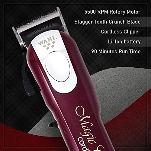 Wahl India 08148-324 Cord/Cordless India Professional Magic Clipper; 0.5-1.2 mm cutting lengths; 90 minute run time; Maroon Wahl India 08148-324 Cord/Cordless India Professional Magic Clipper; 0.5-1.2 mm cutting lengths; 90 minute run time; Maroon