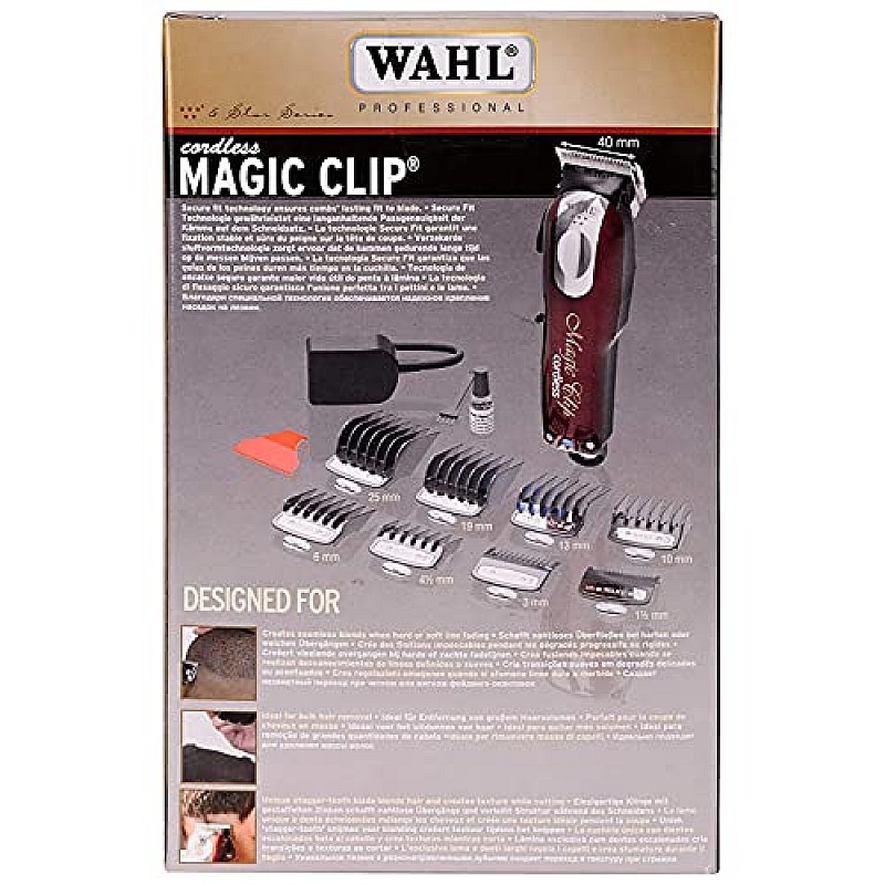 Wahl India 08148-324 Cord/Cordless India Professional Magic Clipper; 0.5-1.2 mm cutting lengths; 90 minute run time; Maroon