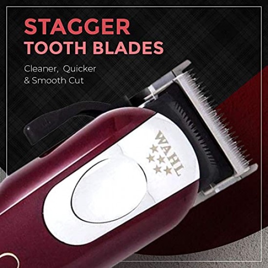Wahl India 08148-324 Cord/Cordless India Professional Magic Clipper; 0.5-1.2 mm cutting lengths; 90 minute run time; Maroon
