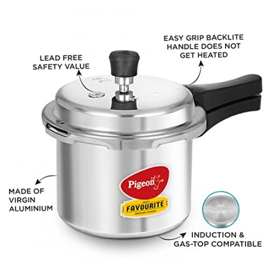 Pigeon by Stovekraft Mini Combi Aluminium Pressure Outer Lid Cooker Set, 2 and 3 Litres with Common Lid (12610) Silver