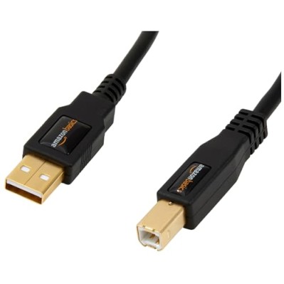 AmazonBasics USB 2.0 Cable - A-Male to B-Male for Personal Computer, Printer - 6 Feet (1.8 Meters)- Black AmazonBasics USB 2.0 Cable - A-Male to B-Male for Personal Computer, Printer - 6 Feet (1.8 Meters)- Black