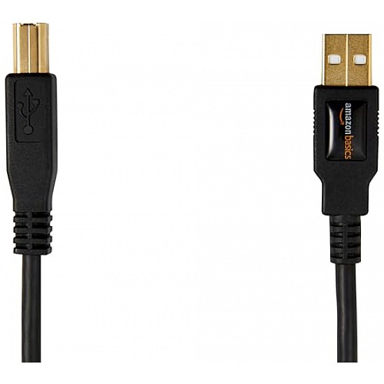 AmazonBasics USB 2.0 Cable - A-Male to B-Male for Personal Computer, Printer - 6 Feet (1.8 Meters)- Black