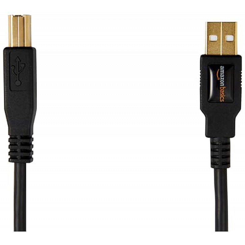 AmazonBasics USB 2.0 Cable - A-Male to B-Male for Personal Computer, Printer - 6 Feet (1.8 Meters)- Black