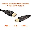 AmazonBasics USB 2.0 Cable - A-Male to B-Male for Personal Computer, Printer - 6 Feet (1.8 Meters)- Black