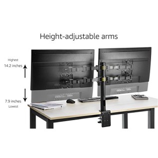 amazon basics Dual Monitor Stand - Height-Adjustable Arm Mount, Steel amazon basics Dual Monitor Stand - Height-Adjustable Arm Mount, Steel