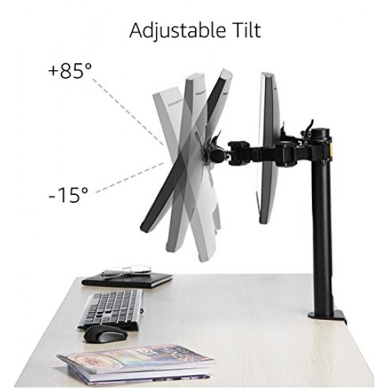 amazon basics Dual Monitor Stand - Height-Adjustable Arm Mount, Steel