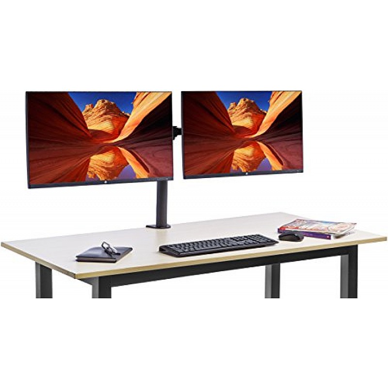 amazon basics Dual Monitor Stand - Height-Adjustable Arm Mount, Steel