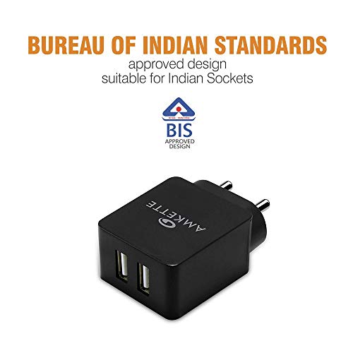 Amkette PowerPro Dual Port Wall Charger with 3.4A Smart Charging and Micro USB Cable for Android Devices (Black) Amkette PowerPro Dual Port Wall Charger with 3.4A Smart Charging and Micro USB Cable for Android Devices (Black)