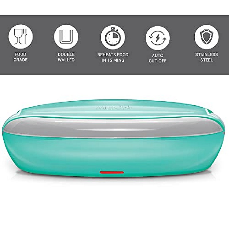 Milton Swiftron Stainless Steel electric Tiffin Box, 260ml/262mm,Aqua Green