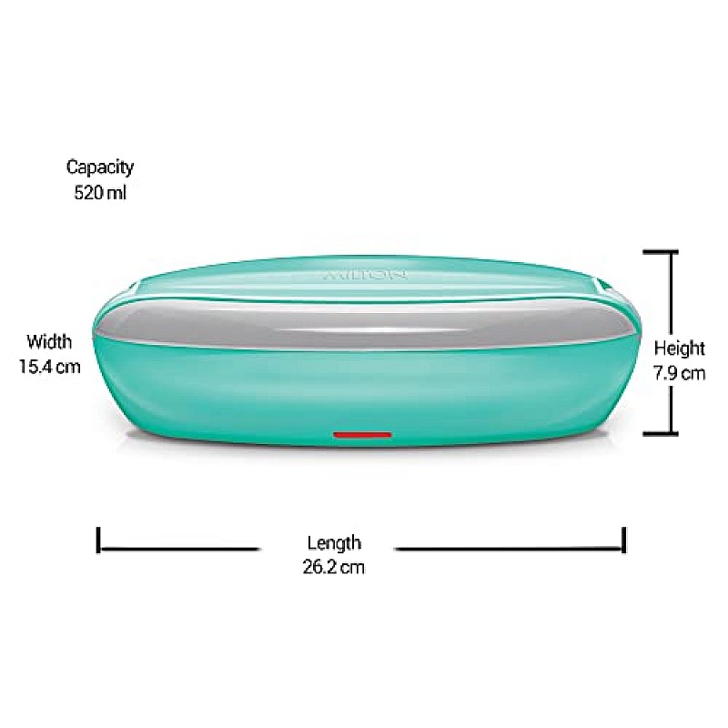 Milton Swiftron Stainless Steel electric Tiffin Box, 260ml/262mm,Aqua Green