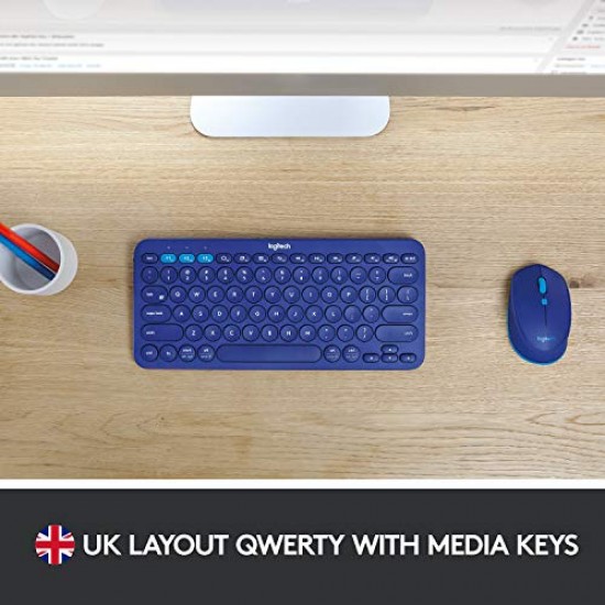 Logitech K380 Wireless Multi-Device Keyboard for Windows (Blue)
