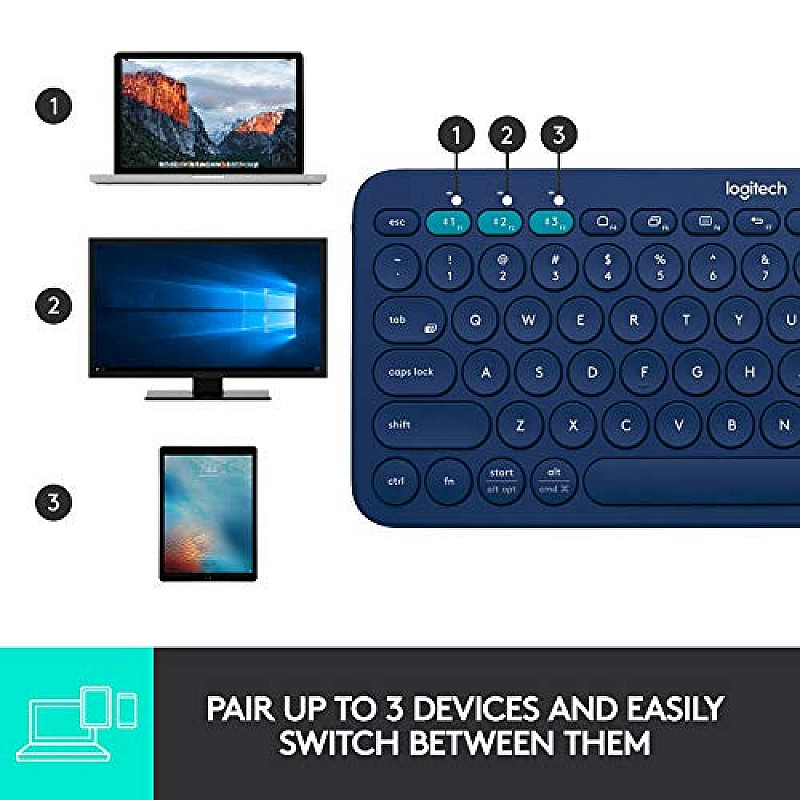 Logitech K380 Wireless Multi-Device Keyboard for Windows (Blue)