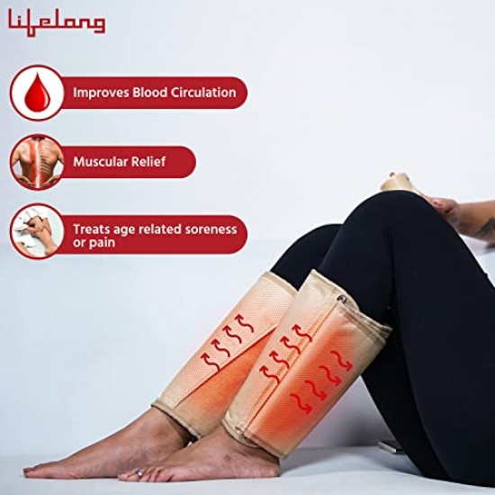 Lifelong LLM18 Air Pressure Massager for blood circulation and pain relief of Arms, Leg, Calf and Foot (Brown)