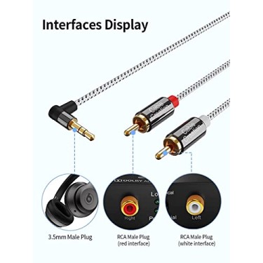 CableCreation 3.5mm to RCA Cable, Angle 3.5mm Male to 2RCA Male Auxiliary Stereo Audio Y Splitter Gold-Plated,1.6ft/0.5m CableCreation 3.5mm to RCA Cable, Angle 3.5mm Male to 2RCA Male Auxiliary Stereo Audio Y Splitter Gold-Plated,1.6ft/0.5m