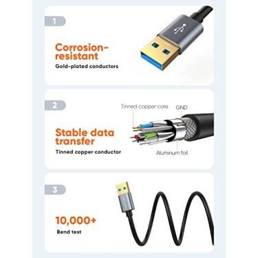 CableCreation Dual USB 3.0 Cable, USB Type A Male to Male Cable, Compatible External Hard Drive, Camera, 6.6ft CableCreation Dual USB 3.0 Cable, USB Type A Male to Male Cable, Compatible External Hard Drive, Camera, 6.6ft
