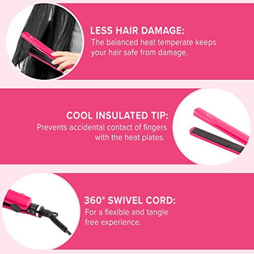 Syska Hair Straightener for Women, Ceramic Coated Plates,60 seconds Rapid Heating function, Heat Balance technology HS6810 Pink Syska Hair Straightener for Women, Ceramic Coated Plates,60 seconds Rapid Heating function, Heat Balance technology HS6810 Pink