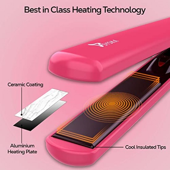 Syska Hair Straightener for Women, Ceramic Coated Plates,60 seconds Rapid Heating function, Heat Balance technology HS6810 Pink