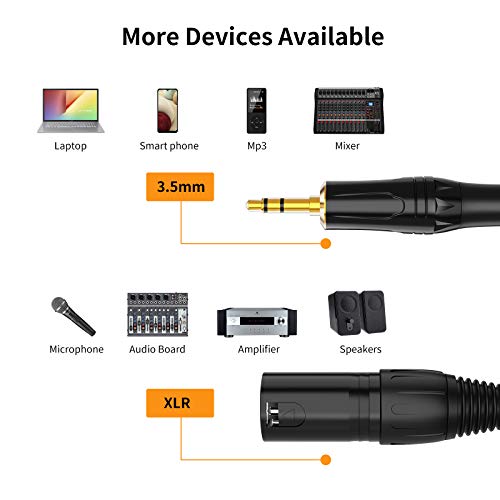 CableCreation 3.5mm to XLR Male, 3-Pole TRS Stereo Male to XLR Male Cable Compatible with iPhone, iPod, Tablet, Laptop and More, Black 10 Feet/3M CableCreation 3.5mm to XLR Male, 3-Pole TRS Stereo Male to XLR Male Cable Compatible with iPhone, iPod, Tablet, Laptop and More, Black 10 Feet/3M