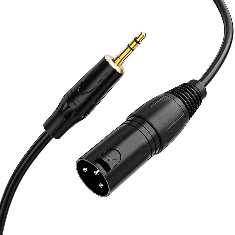 CableCreation 3.5mm to XLR Male, 3-Pole TRS Stereo Male to XLR Male Cable Compatible with iPhone, iPod, Tablet, Laptop and More, Black 10 Feet/3M