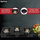 Lifelong 3 Burner Gas Stove Top for Kitchen Manual Ignition Cooktop Modern Glass Stove for Modular Kitchen Black, LLGS18