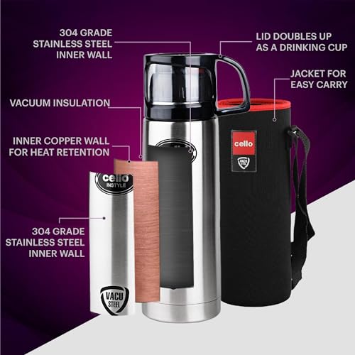 Cello Instyle Thermosteel Water Bottle, 500ml, Silver Cello Instyle Thermosteel Water Bottle, 500ml, Silver