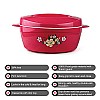 Cello Roti Plus Plastic Floral Casserole with Lid Locks in the cold & heat for long Casserole 2.5 L, Pink