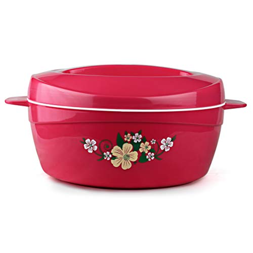 Cello Roti Plus Plastic Floral Casserole with Lid Locks in the cold & heat for long Casserole 2.5 L, Pink Cello Roti Plus Plastic Floral Casserole with Lid Locks in the cold & heat for long Casserole 2.5 L, Pink