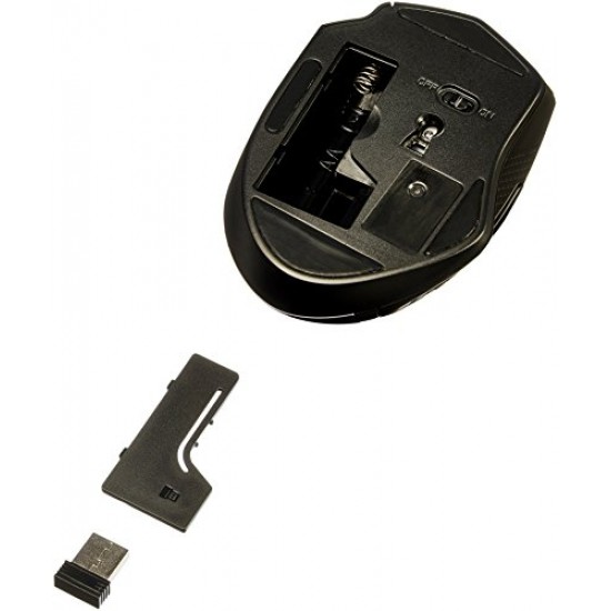AmazonBasics USB Ergonomic Wireless Mouse - DPI Adjustable - Black
