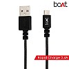 boAt Micro USB 500 Tangle-free, Sturdy Micro USB Cable with 2.4A Fast Charging & 480mbps Data Transmission 1.5m Length Black)