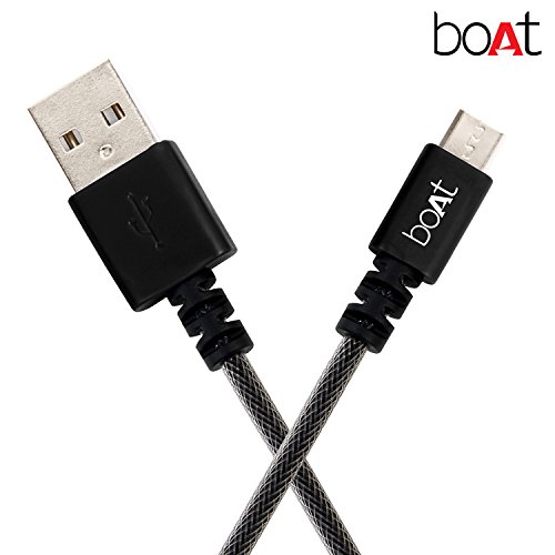 boAt Micro USB 500 Tangle-free, Sturdy Micro USB Cable with 2.4A Fast Charging & 480mbps Data Transmission 1.5m Length Black) boAt Micro USB 500 Tangle-free, Sturdy Micro USB Cable with 2.4A Fast Charging & 480mbps Data Transmission 1.5m Length Black)
