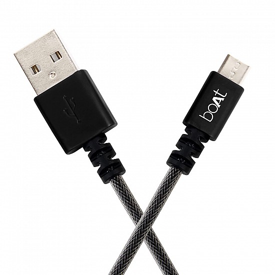 boAt Micro USB 500 Tangle-free, Sturdy Micro USB Cable with 2.4A Fast Charging & 480mbps Data Transmission 1.5m Length Black)