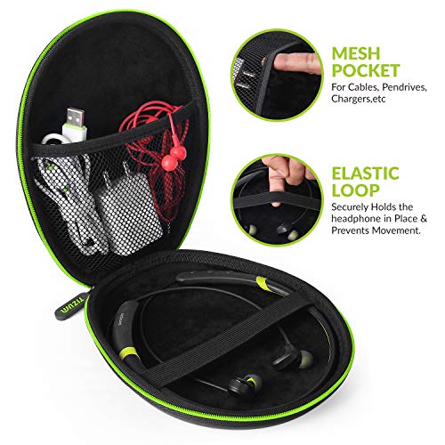 Tizum Z55- Headphone Case Cover for Neckband Bluetooth Earphones, Headsets, Travel Storage Protective Case (Black)