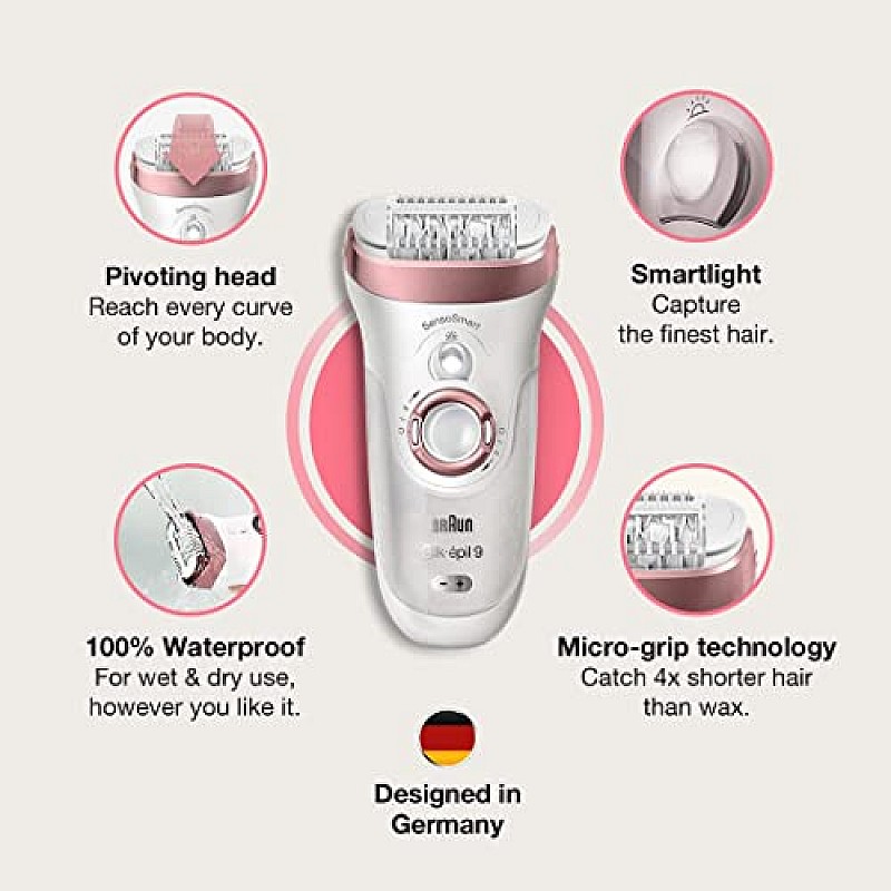 Braun Silk-epil 9-890 Epilator White pink